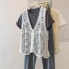 Elegant Plus Size Women's Floral Crochet T-Shirt and Vest Set - Korean Design