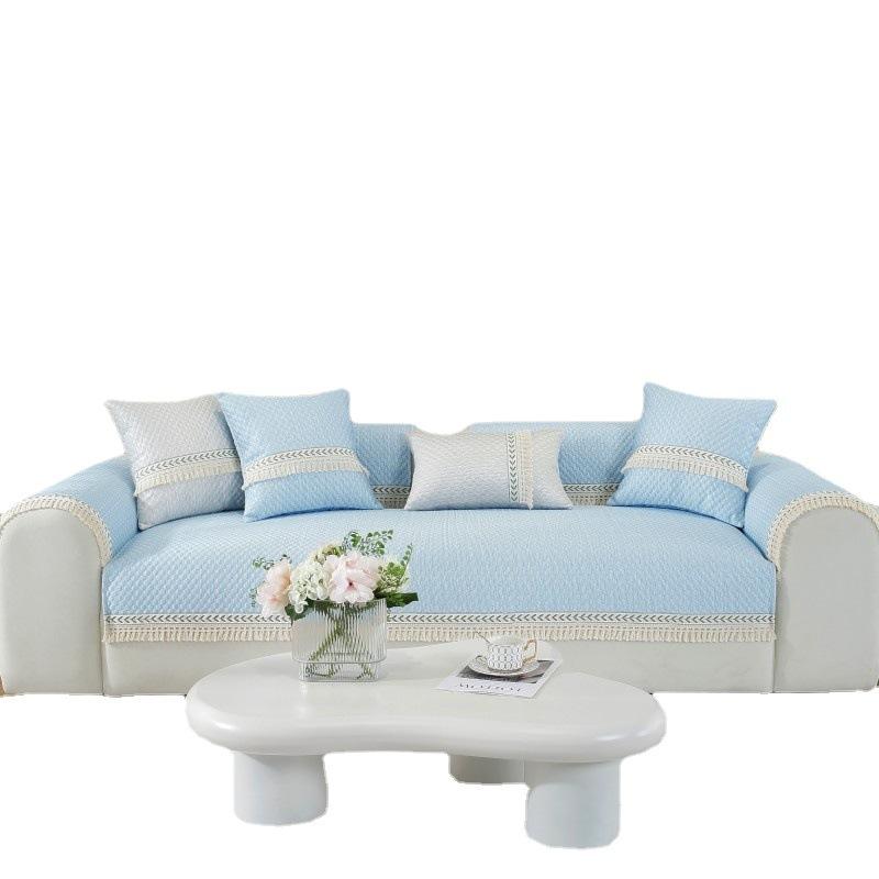 Cool Doudou Tassel Sofa Cushion Non-slip Summer Ice Silk Cushion Simple Modern Summer Mat Sofa Cover Cover Cloth Towel