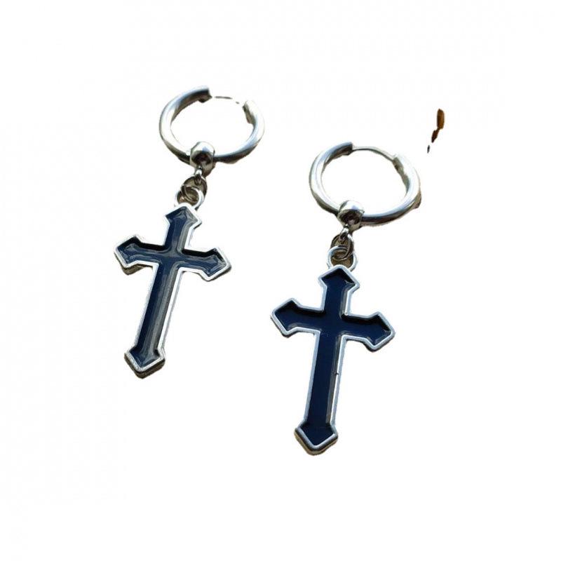 Gothic Men's Cross Earrings