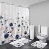 Blue Floral Waterproof Quick-Dry Bathroom Set - 4 Pieces, High-End