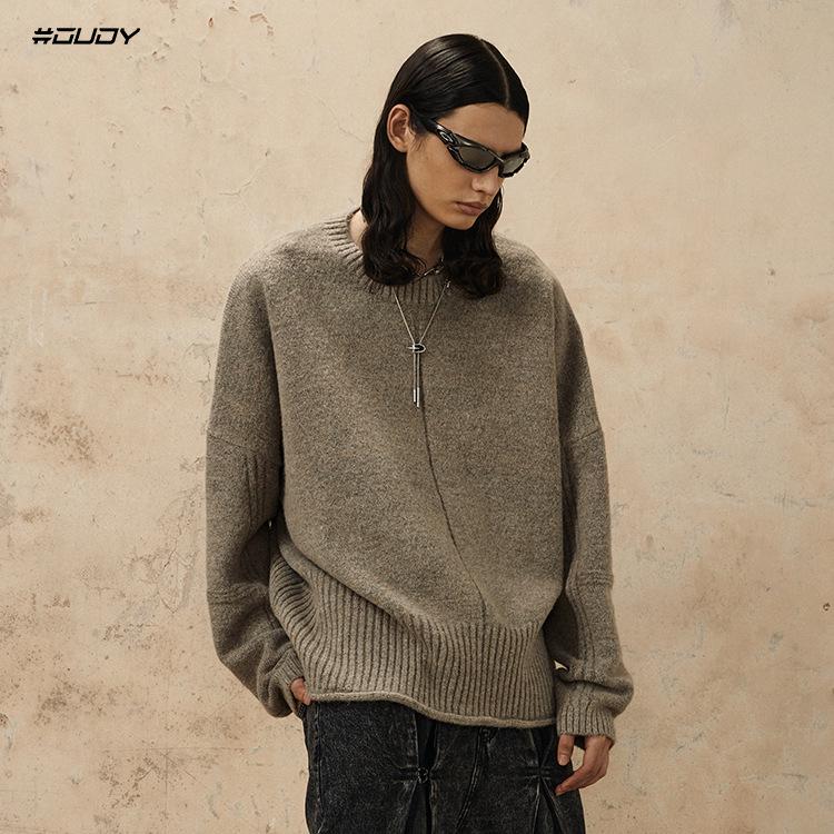 #OVDY Autumn/Winter Soft Minimalist Round Neck Rolled Edge Sweater
