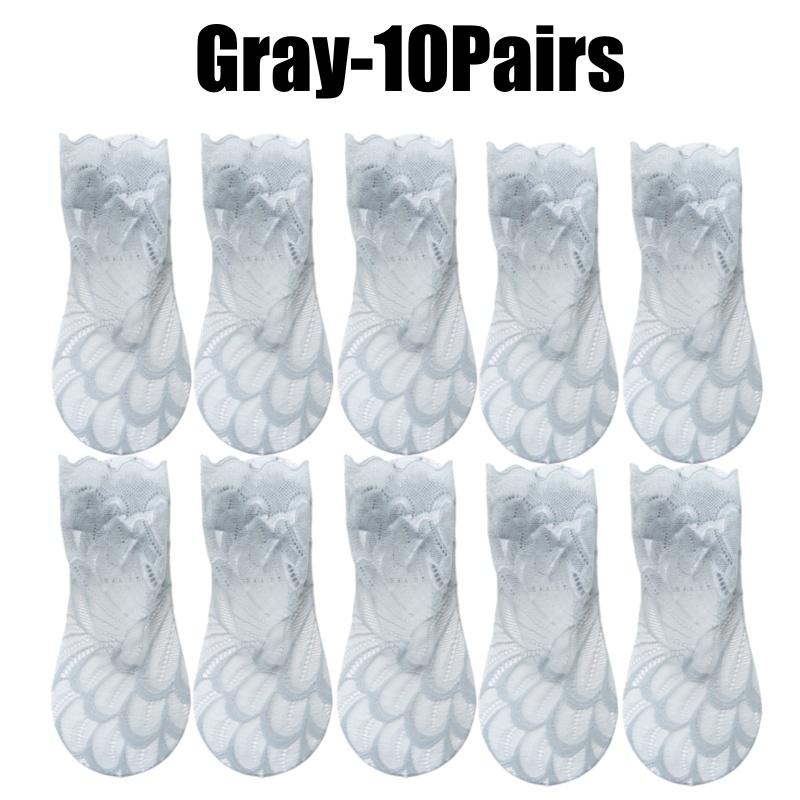 Fashion Women Lace Flower Mesh Socks Non-slip Invisible Liner Sock Female Elastic Comfy Thin Breathable Ankle Socks