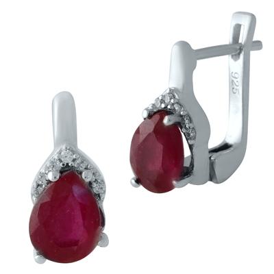Kolczyki srebrne z naturalnym rubinem (1961339)