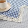 Tablecloth Plaid Lace Pastoral Student Writing Desk Cloth Nordic Simple Rectangle Banquet Party Decorative Table  Dustproof