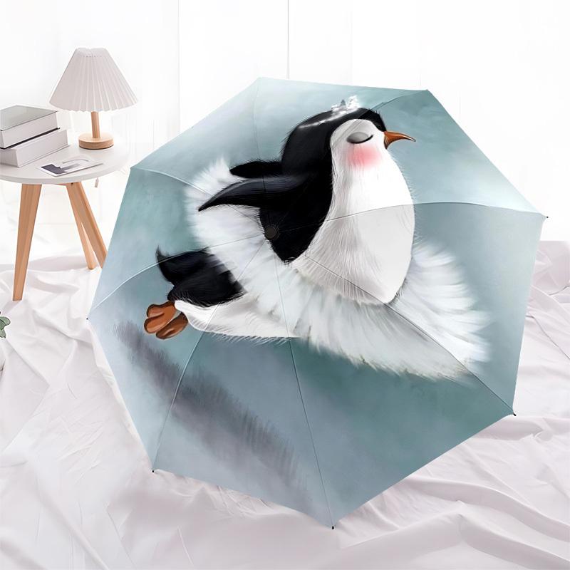 1 Stück Pinguin Flug Automatischer Faltregenschirm Automatisches Öffnen/Schließen, 8-Speichen Stabiler Rahmen, Kompakter Reise Regenschirm Geeignet026