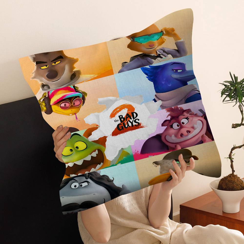 Die Gang 2 Kissenbezüge Cartoon Sofa Dekorativ Zuhause Zweiseitiger Druck Kurzer Plüsch Niedlicher Kissenbezug