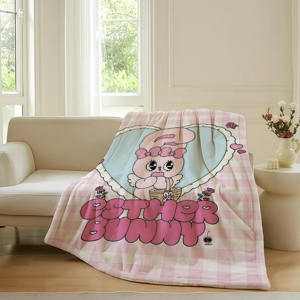 

Cartoon cute E-ESTHER B-BUNNY Blanket For Sofa Office Bed Plane Travel Sleep Read Relax Camping Soft And Warm 75cmx90cm