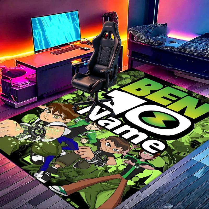 Custom Name Personalized Ben 10 Cartoon Print Carpet, Versatile Home Decor Rug, for Playroom, Apartment, Balcony, Entryway, Hallway Gift