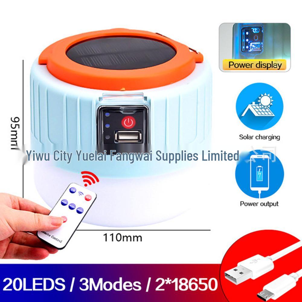 Cross-border Outdoor Solar Tent Light with USB Charging and Remote Control – Emergency Camping Lantern