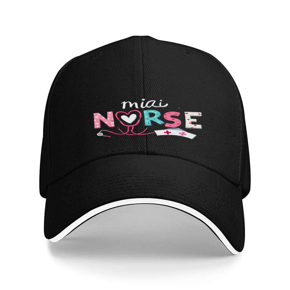 Mini Nurse Stethoscope Heart Print Baseball Cap Polyester Casual Travel Adjustable Cap