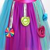 Purim Festival Suspender Rainbow Dress For Girl Candy Lollipop Costume Party Gift Candy Dress + Lollipop Accessories Suit