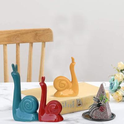 Modern Lucky Snail Family Ceramic Statues for Home Decor (Pack of 3, Multi-Coloured)