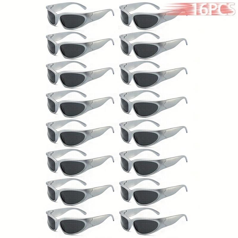16 Piece Set of Y2K Future Glasses Unisex Full Frame PC Frame and Lensessuitable for Driving and Activity Use