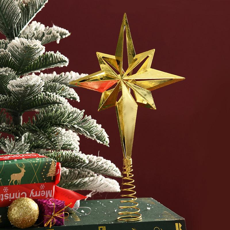 Portable Christmas Golden Tree Top Decoration Golden Star Christmas Tree Top Decoration for Home Holiday Party Decoration