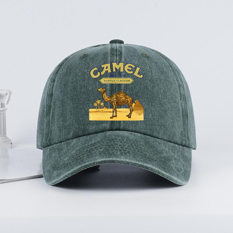 Freedom Outdoors Vintage &ldquo;Camel&rdquo; Woestijnsc&egrave;ne Print Gewassen Baseballpet - Verstelbare Unisex Vintage Pet voor Buiten Wandelen en Bergbeklimmen groen