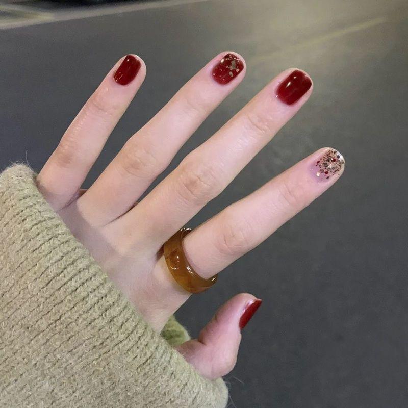 Best-Selling No-Bake Peel-Off Cherry Red Korean-Style Elegant Nail Polish