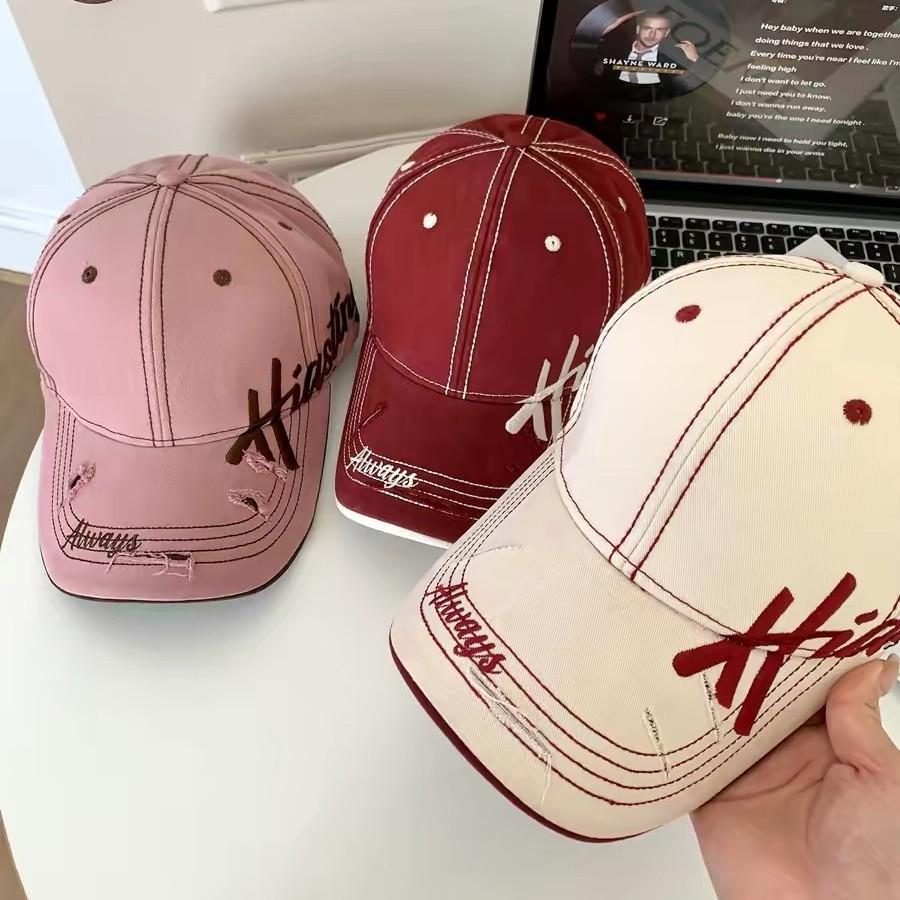 Vintage Letter Embroidered Baseball Cap For Summer Casual Men Women