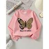 Girls' Long-Sleeve Casual Crewneck Sweatshirt | Butterfly Force Nature Pattern, Suitable For Outdoor Sports And