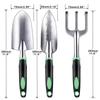 3 Pieces Rust Proof Heavy Duty Garden Hand Tools Trowel Transplanter Cultivator Rake Shovel
