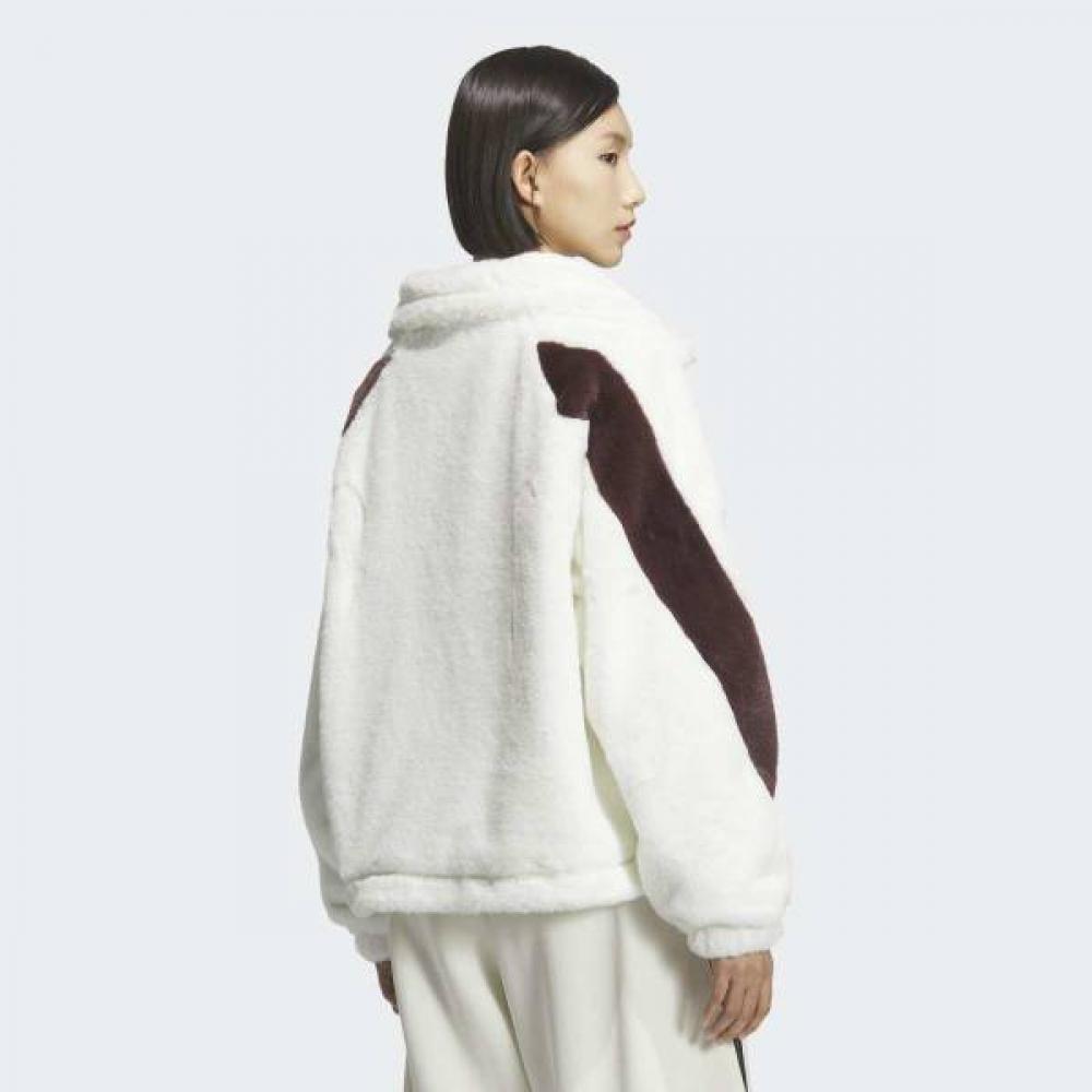 AdidaS Women S Warm Faux Fur overSized Jacket With Drawcord