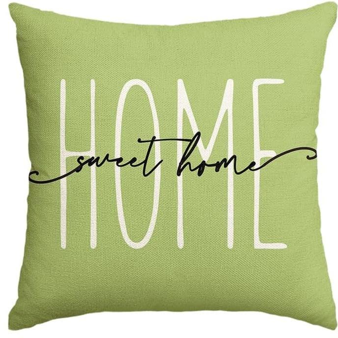 Easter Decoration, Spring Green Plant Linen Pillowcase, Car Sofa Lumbar Pillow Cushion