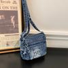 Denim Small Square Bag Embroidered Mobile Phone Bag Women's Shoulder Crossbody Bag