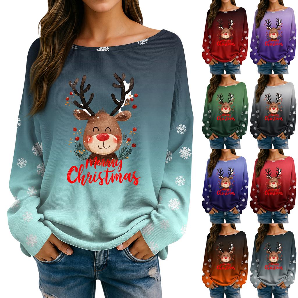 Womens Fall Sweaters Long Sleeve Print Tops Pullover Sweaters Loose Dressy Casual Basic Clothes