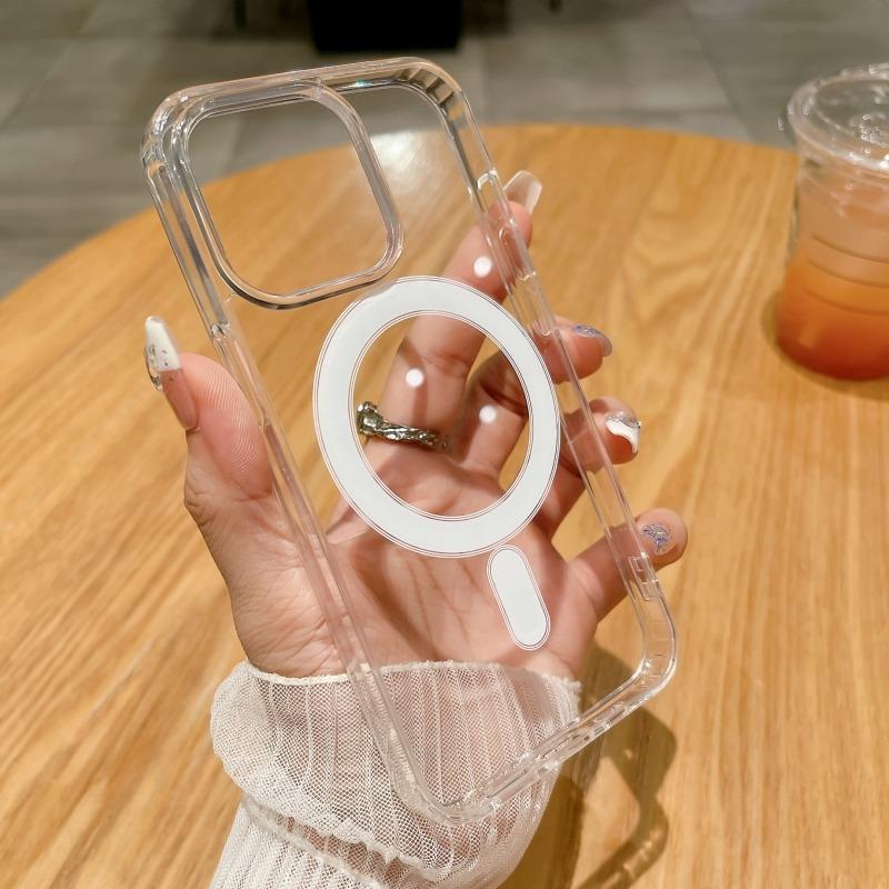 

Magnetic Original Transparent Case For iPhone 16 15 14 Plus 13 12 11 17 Pro Max Air Mini For Magsafe Lens Protect Silicone Cover iPhone 11 Pro