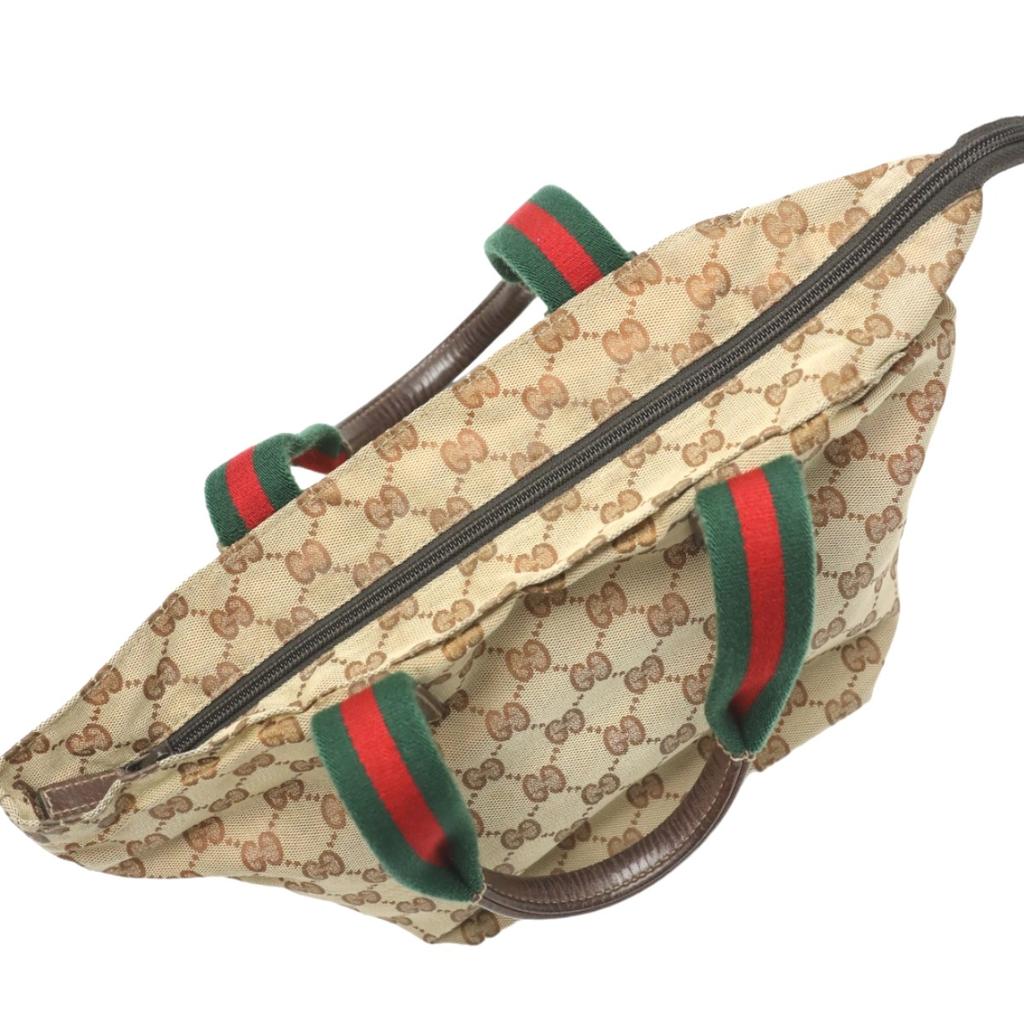 Gucci Sherry Line GG Canvas Handbag Tote Bag Beige Women 131228 Used