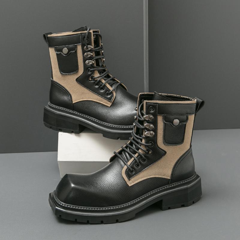 Fashion Boots Men Luxury Fashion Chelsea Boots Men Comfortable Fashion Big Head Leather Boots European Gentlemen Social Boots Men