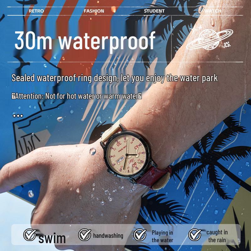 Louis Juren Retro Herren-Quarz-Uhr für Teenager und Studenten