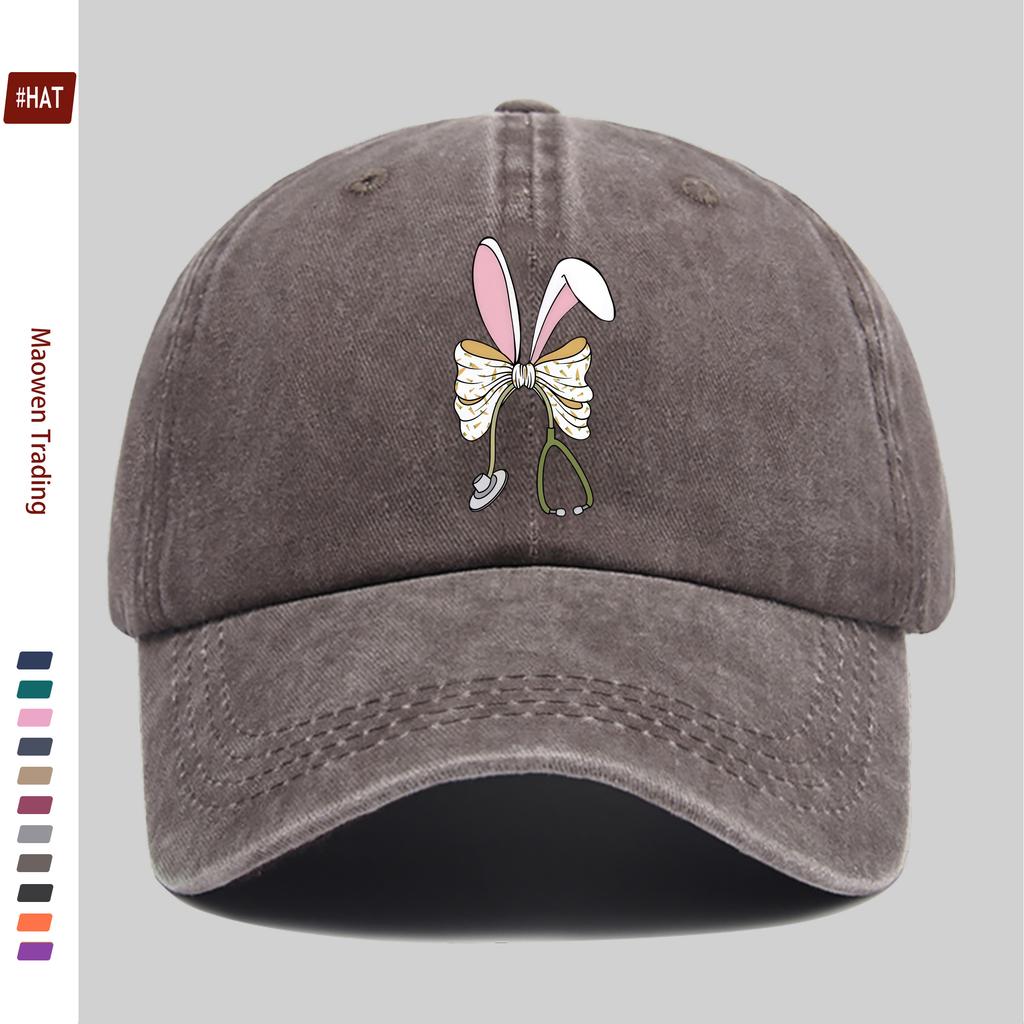 Pc Cute Nurse Rabbit Pattern Printed Casual Printed Baseball Cap Home Leisure Printed Design Casual Hat Truck Driver Comforta