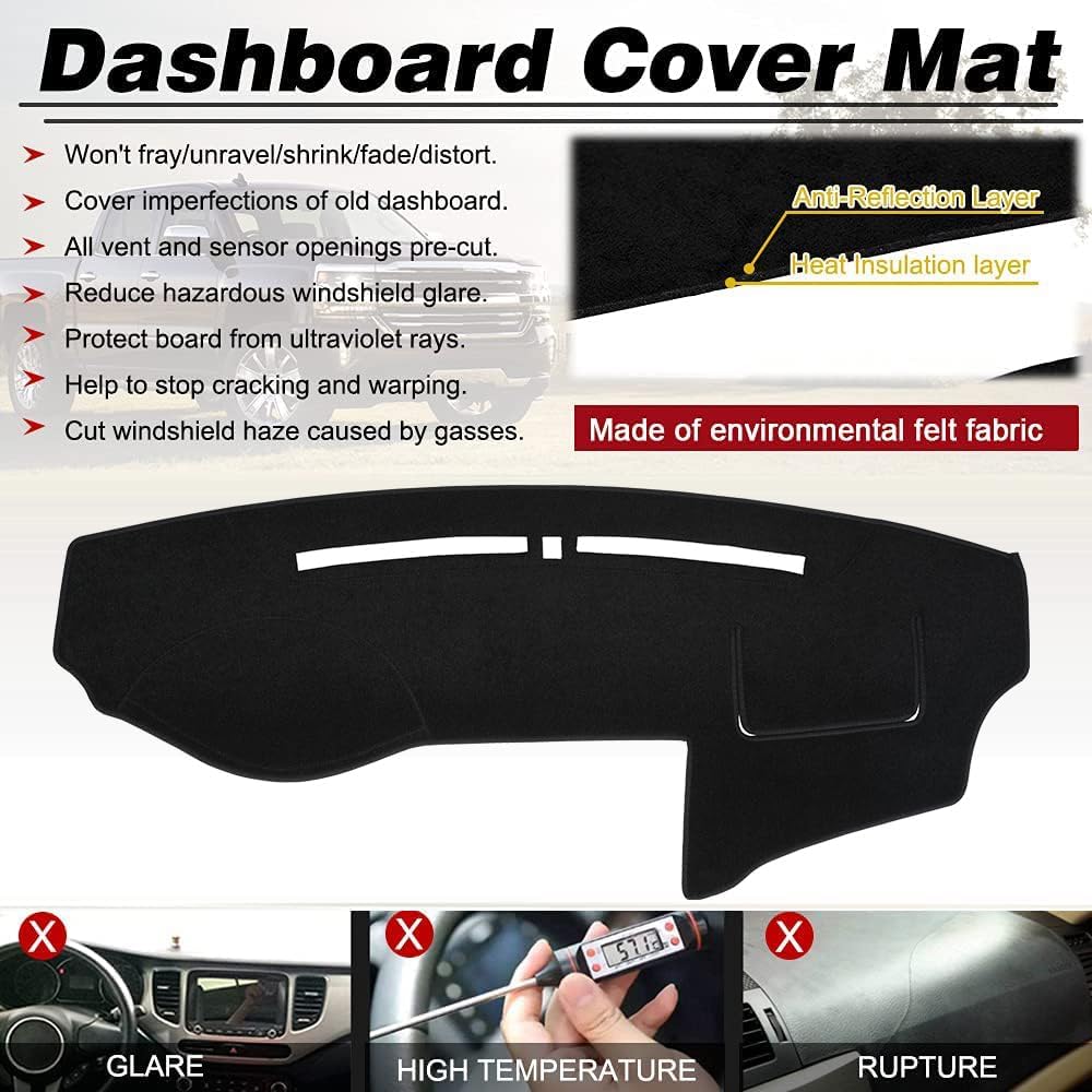 Dash Cover Mat  Fit for Hyundai Sonata 2009 2010 with Cutout for Sensor, Dashboard Cover Pad Protector (09-10 Black)