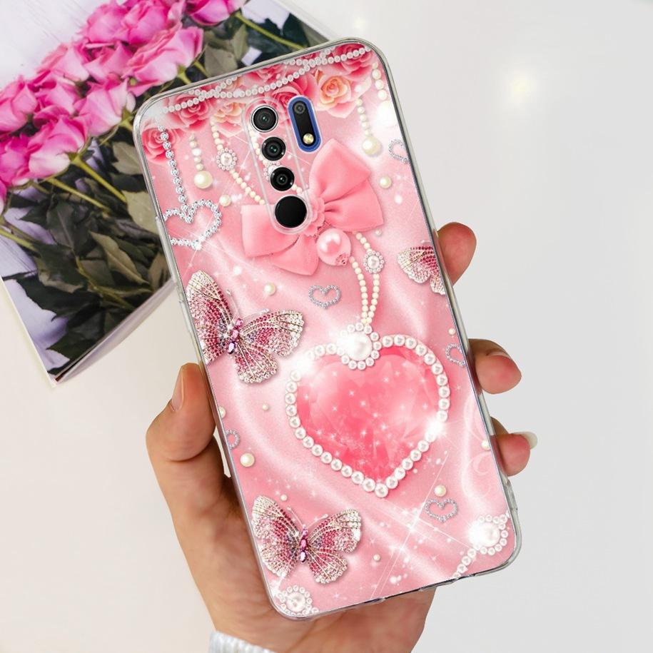 For Xiaomi Redmi 9 Case 6.53" Cover For Redmi 9 Flower Butterfly Transparent Silicone Soft Phone Covers For Redmi 9 Prime Bumper