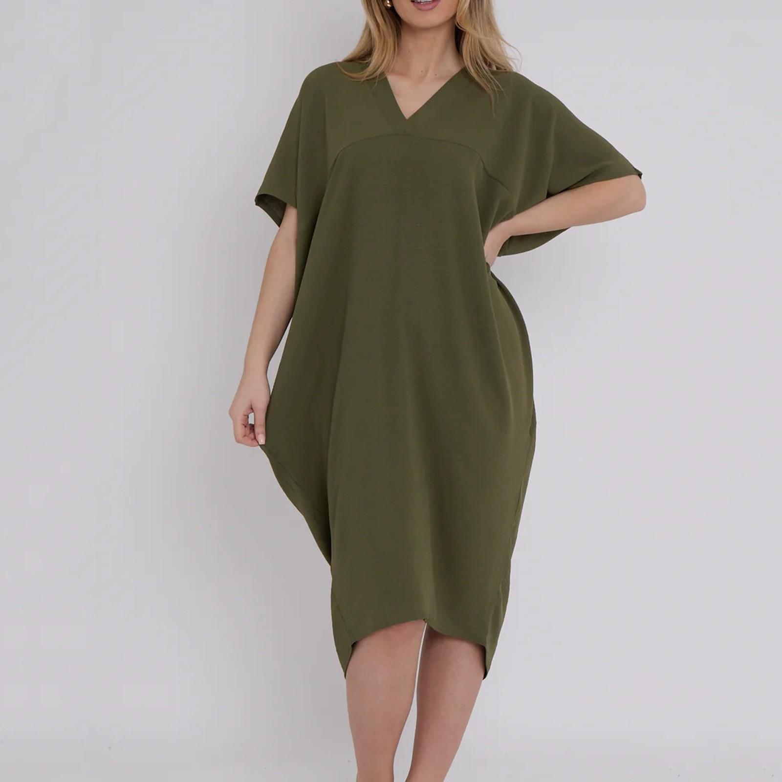 

Женский повседневный сарафан с короткими рукавами и карманами