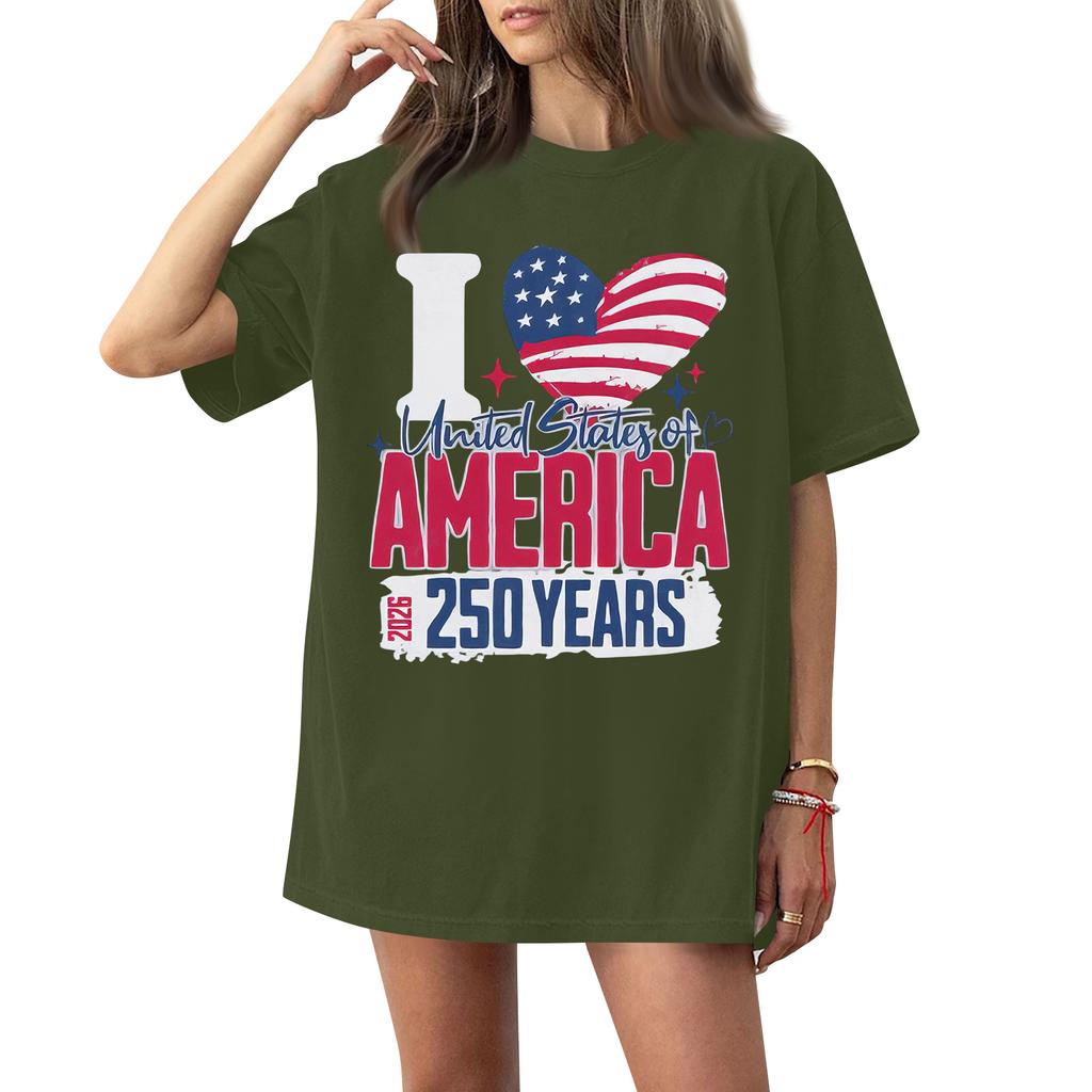 Damen Rundhals Bedrucktes Kurzarm T-Shirt Top