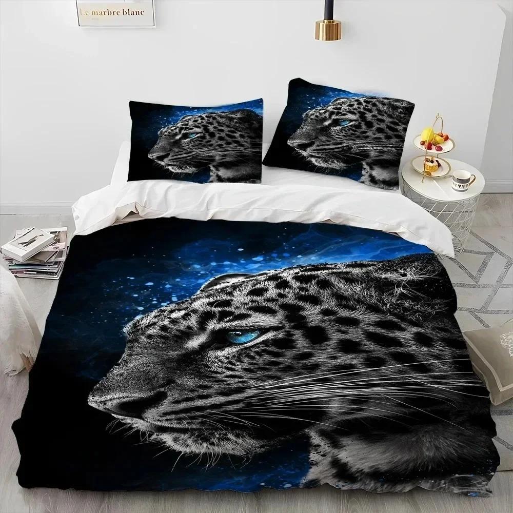 3D Zwierzę Tygrys Róża Lampart Luksusowy Kołdra Zestaw Pościeli Poszewka na Kołdrę Zestaw Łóżka Poszewka na Kołdrę Zestaw Pościeli Rozmiar Królowej