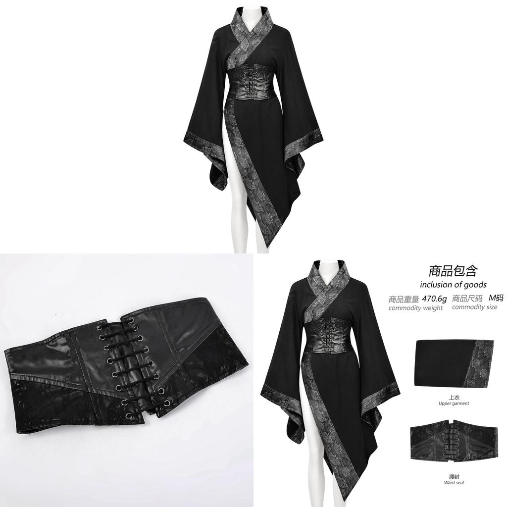 Gothic Fantasy Chinese Style Short Top With Cotton Linen For Halloween And Cosplay