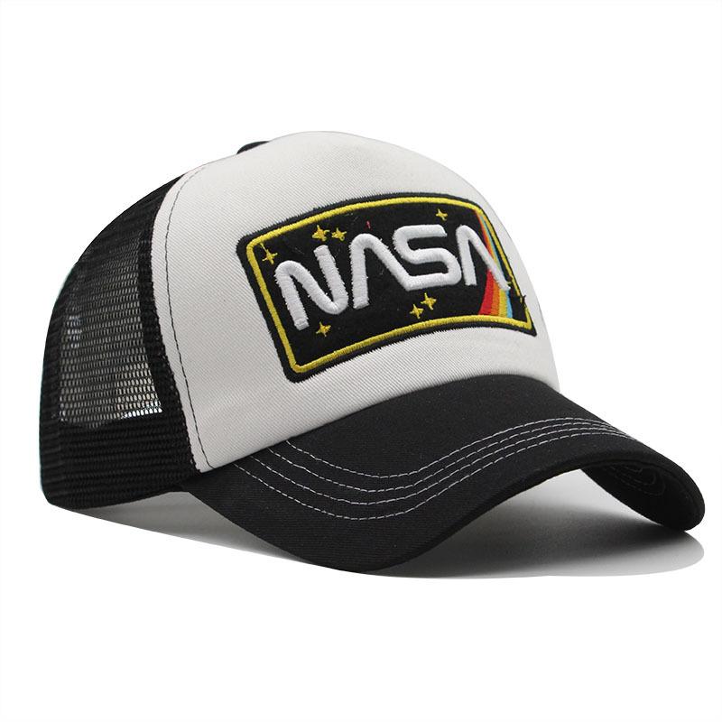 Nasa Embroidery Baseball Cap American Aviation Embroidery Cap Mesh Cap Personalized Embroidery Curved Brim Sun Hat