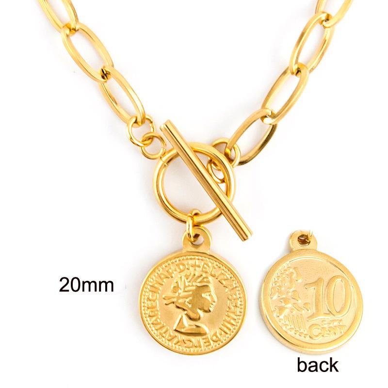 Stainless Steel Summer NECKLACE For WOMEN lucky Coin Penny Long CHOKER GOLD COLOR PENDANT collares de moda Boho Collier