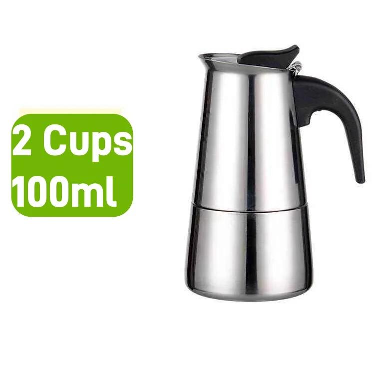 Koffiezetapparaat Moka Pot, 2/4/6 Kopjes Roestvrij Staal Café Percolator Maker, Italiaans koffiezetapparaat Geschikt voor Inductiekookplaten Koffieware