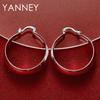 S925 Sterling Silver Glossy Geometric Round Hoop Earrings for Women Wedding Fashion Jewelry Accessories Girlfriend Gifts