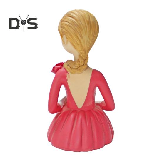 Statuetta di Ragazza che Tiene Rose in Resina Lavorata a Mano Ragazze Fiore Statua da Tavolo per Casa Ufficio Centrotavola