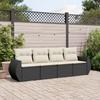 VidaXL Garden Lounge Set 4 Pcs with Cushions Black Braided Resin 3221075