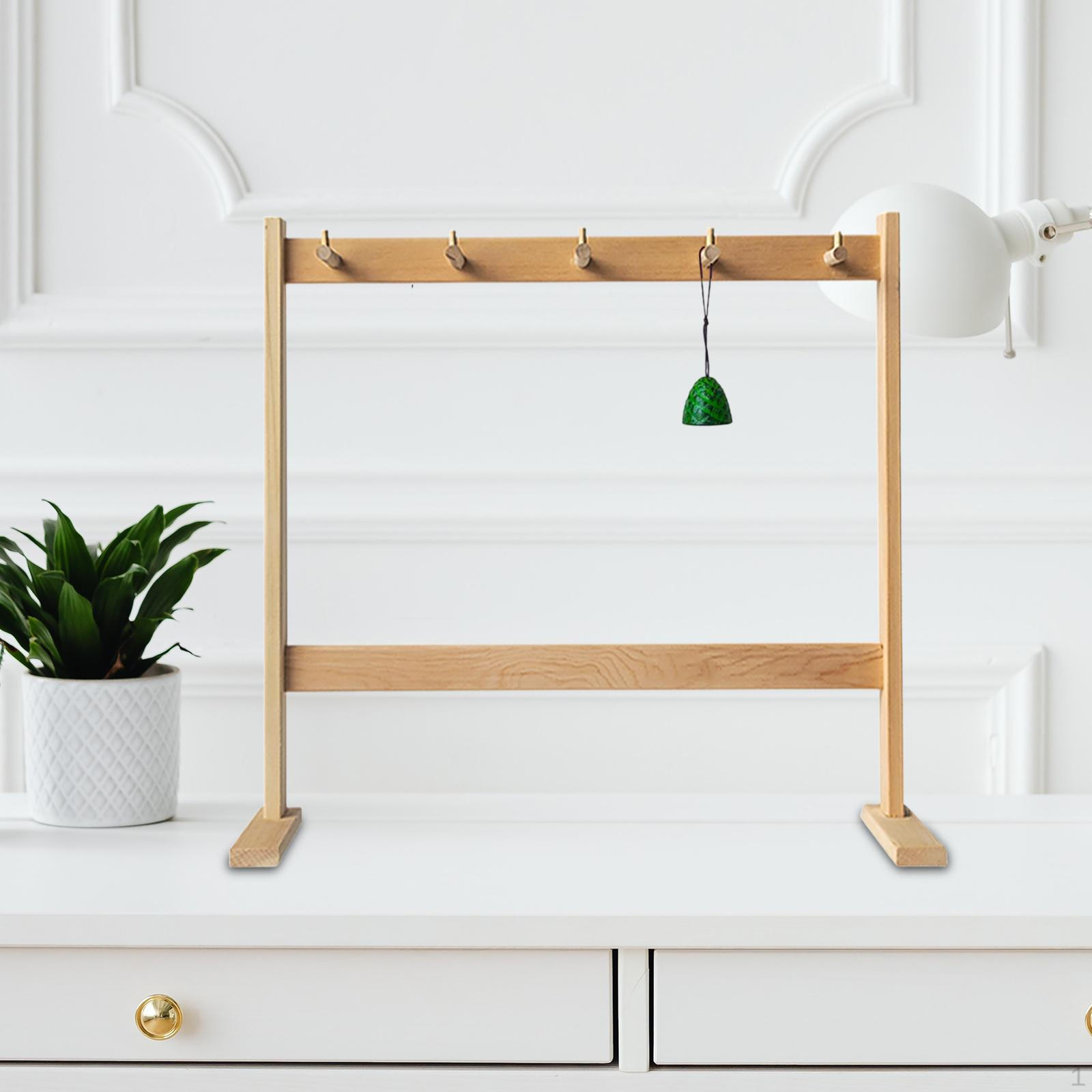 

Wind Chime Stand Hanging Rack Stable Wood Multipurpose Gong Hanger for Tea Room Home