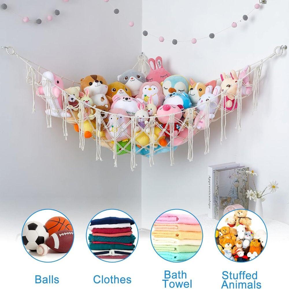White Toy Storage Organizer Large Capacity Stuffy Collection Toy Holder  Girls Bedroom