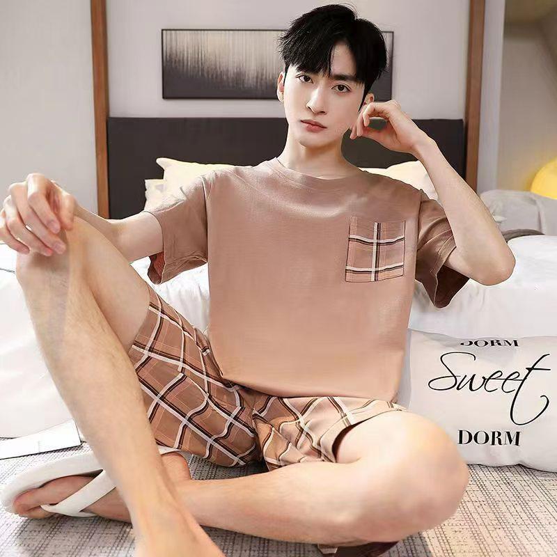 Men's Short-Sleeve Cartoon Pajama Set with Shorts