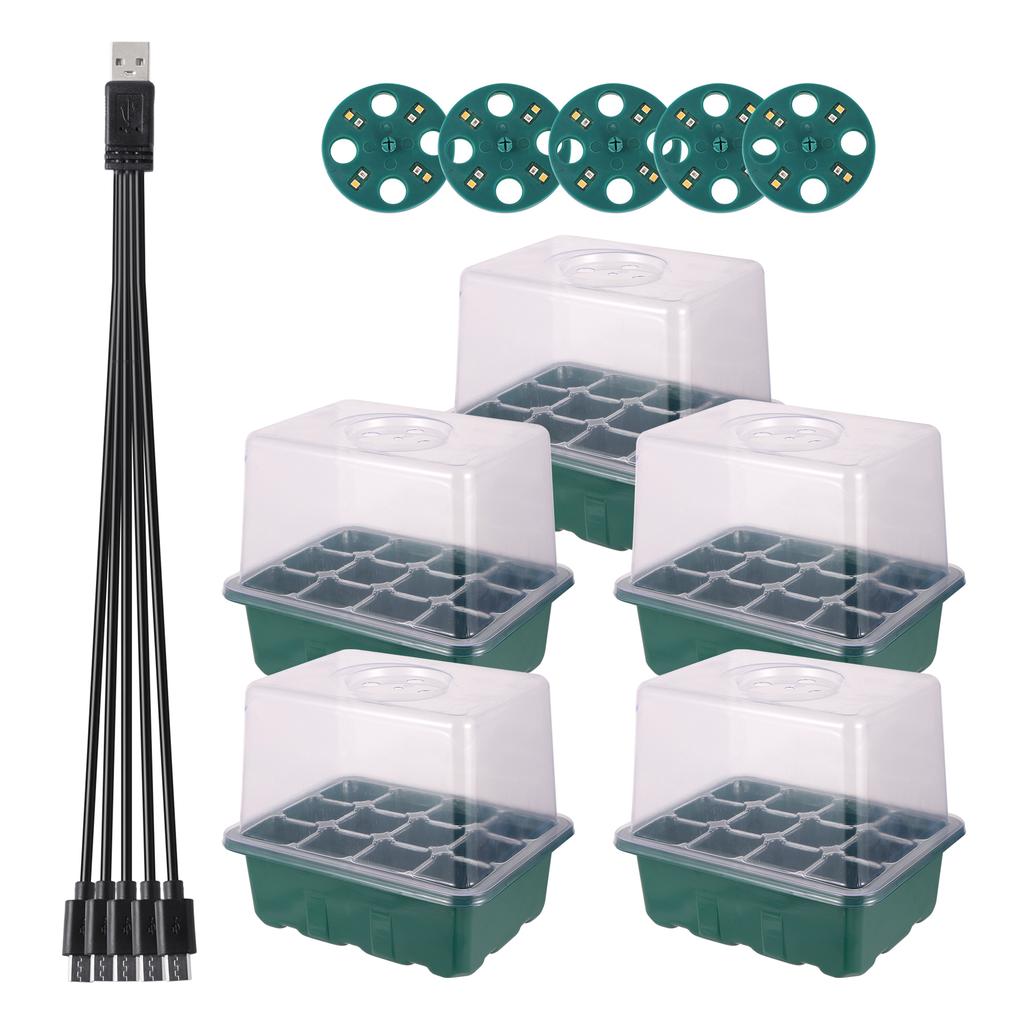 Higher Cover Nursery Tray Box with Growing Light 6/12 Cell LED Full Spectrum Seedling Succulent Flower Planting Germination Pot