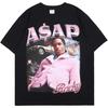 Men's Fashion Portrait Print Hip Hop T-Shirt ASAP Vintage Style Short Sleeves for Man or Women