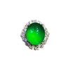 Natural Ice Transparent Green Chalcedony Agate Full Diamond Oval Ring Women's Retro Fashion Temperament Light Luxury Personality Versatile Ring